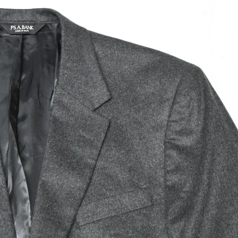 Jos A Bank 44L Gray Gordon 100% Cashmere Mens‎ Blazer Sport Coat Jacket